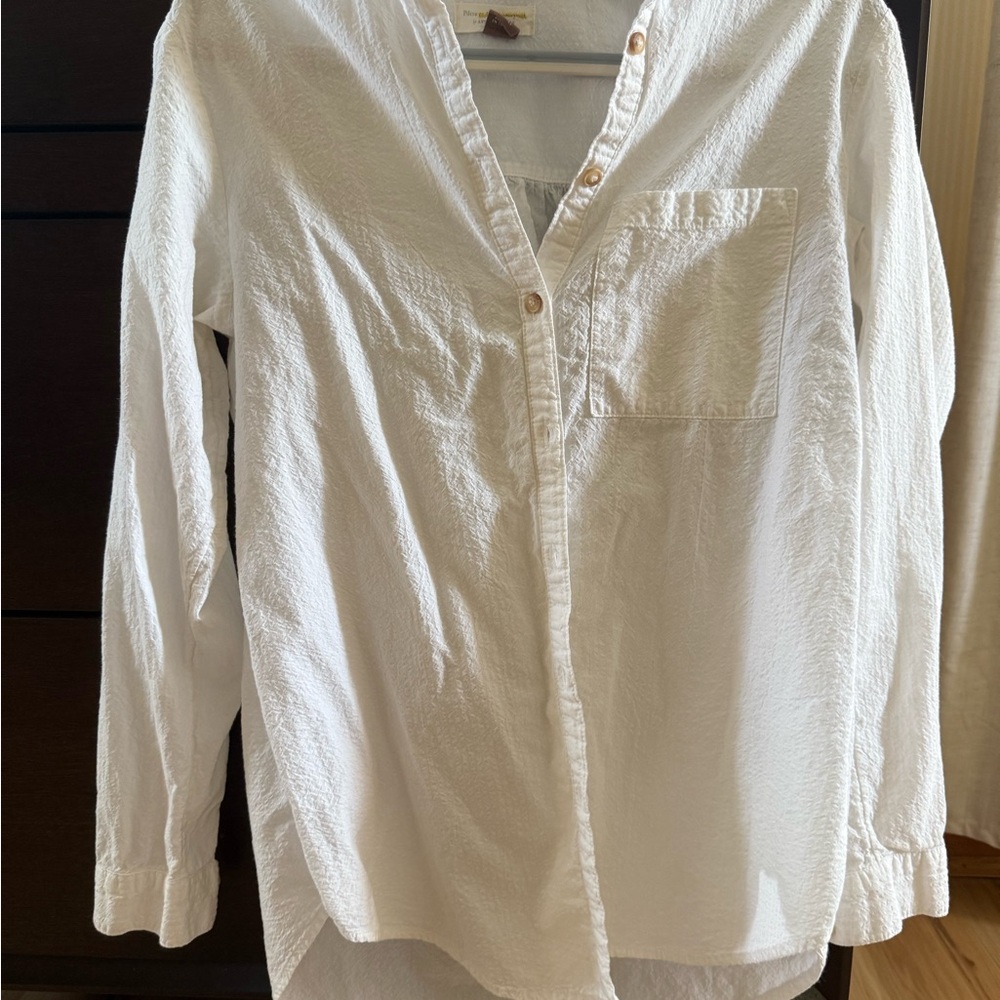 Anthropologie White Casual Button Down Shirt